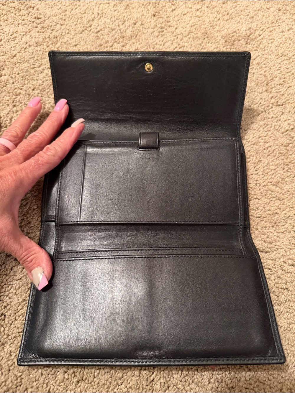 Coach Black Signature Canvas Continental Wallet with Leather Trim - Picture 3 of 5